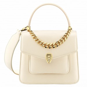 Bvlgari Serpenti Forever Small Top Handle Bag with Chain White