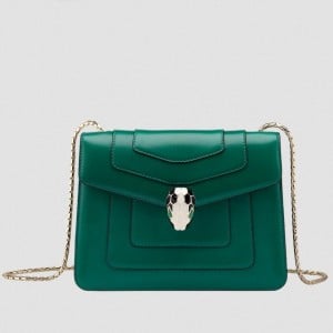 Bvlgari Serpenti Forever Small Crossbody Bag In Green Leather