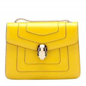 Bvlgari Serpenti Forever Small Crossbody Bag in Yellow Leather