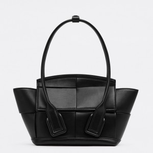 Bottega Veneta Arco Mini Bag In Black Intrecciato Calfskin