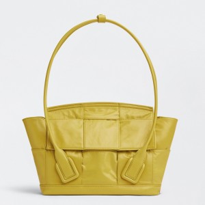 Bottega Veneta Arco Small Bag In Yellow Intrecciato Leather