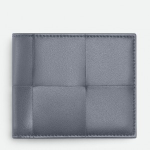 Bottega Veneta Cassette Bi-fold Wallet in Thunder Intrecciato Calfskin