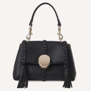 Chloe Penelope Mini Shoulder Bag in Black Grained Calfskin