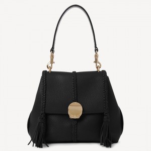 Chloe Penelope Small Shoulder Bag in Black Grained Calfskin