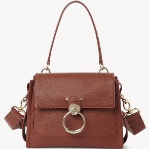 Chloe Small Tess Day Bag In Caramel Grained Leather