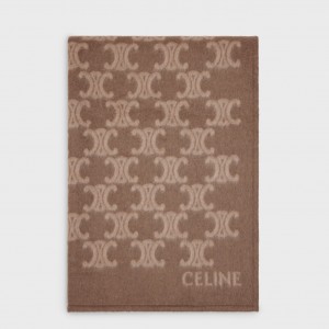 Celine Blanket in Camel and Beige Monogram Wool 