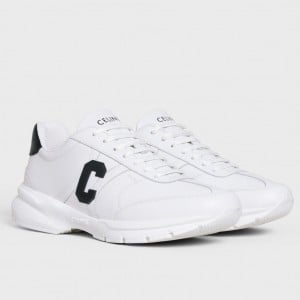 Celine Women's Runner CR-02 Low-top Sneakers in White Leather