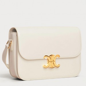 Celine Triomphe Teen Bag In White Leather