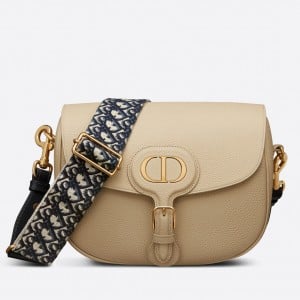 Dior Bobby Large Bag In Beige Grained Calfskin