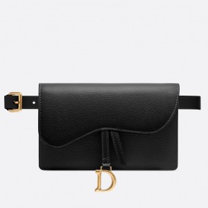 Dior Saddle Belt Bag In Black Grained Calfskin 