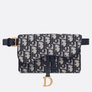Dior Saddle Belt Bag In Blue Dior Oblique Jacquard