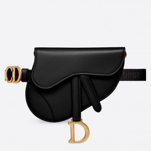Dior Saddle Belt Pouch In Black Smooth Calfskin