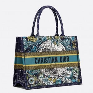 Dior Meidum Book Tote Bag In Blue Dior Constellation Embroidery