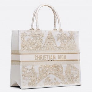 Dior Large Book Tote Bag In Dior Around the World Stella Embroidery