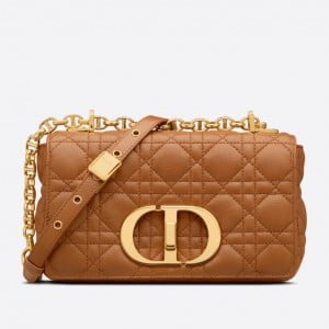 Dior Caro Small Bag In Brown Cannage Calfskin