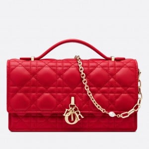 Dior Miss Dior Mini Bag In Red Cannage Lambskin
