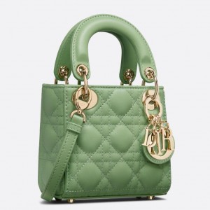 Dior Lady Dior Micro Bag In Mint Cannage Lambskin