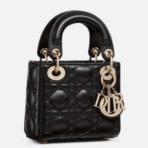 Dior Lady Dior Micro Bag In Black Cannage Lambskin
