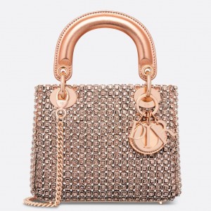 Dior Lady Dior Mini Chain Bag in Square with Strass and Beads