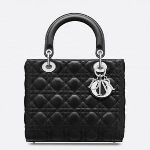 Dior Lady Dior Medium Bag In Noir Cannage Lambskin
