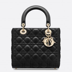 Dior Lady Dior Medium Bag In Black Cannage Lambskin