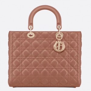 Dior Lady Dior Large Bag In Blush Cannage Lambskin