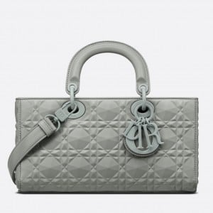 Dior Lady D-Joy Medium Bag In Grey Calfskin with Diamond Motif