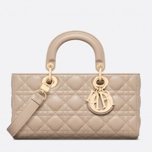 Dior Lady D-Joy Medium Bag In Beige Cannage Lambskin