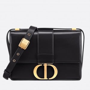 Dior 30 Montaigne Medium Bag In Black Box Calfskin 