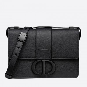 Dior 30 Montaigne Medium Bag In Black Ultramatte Grained Calfskin
