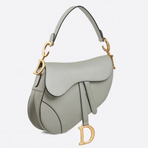 Dior Saddle Bag In Gray Grained Calfskin