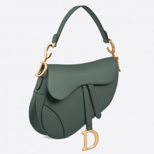 Dior Saddle Bag In Green Grained Calfskin
