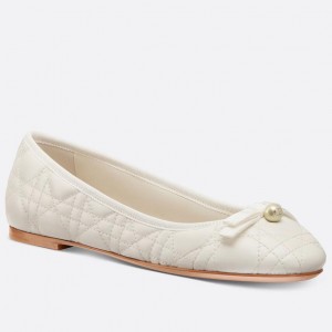 Dior Ballerina Flats in White Quilted Cannage Calfskin
