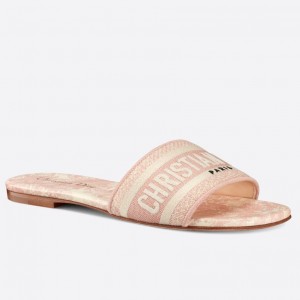 Dior Dway Slides In Pink Toile de Jouy Embroidered Cotton