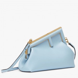 Fendi First Small Bag In Light Blue Nappa Leather