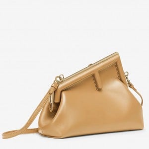 Fendi First Small Bag In Light Brown Nappa Leather