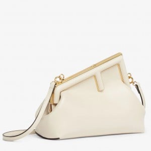 Fendi First Small Bag In White Nappa Leather