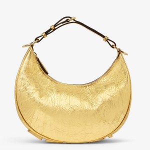 Fendi Fendigraphy Small Hobo Bag In Gold Metallic Leather