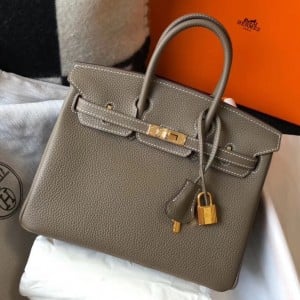 Hermes Birkin 25 Bag In Taupe Clemence Leather with GHW