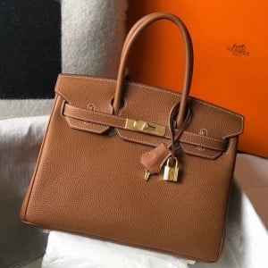 Hermes Birkin 30 Bag in Gold Clemence Leather with GHW