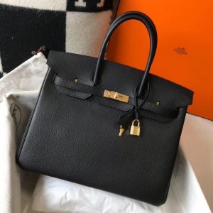 Hermes Birkin 35 Bag in Black Clemence Leather with GHW