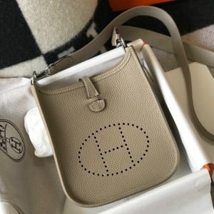 Hermes Evelyne III Mini Bag In Tourterelle Clemence Leather