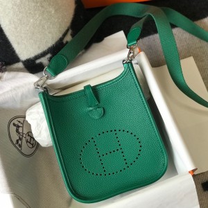 Hermes Evelyne III Mini Bag In Vert Vertigo Clemence Leather