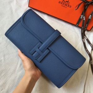 Hermes Jige Elan 29 Clutch Bag In Blue Agate Epsom Leather
