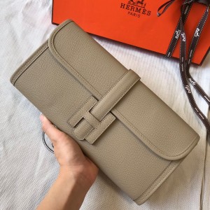 Hermes Jige Elan 29 Clutch Bag In Tourterelle Epsom Leather