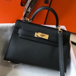 Hermes Kelly Mini II Sellier Bag In Black Epsom Leather