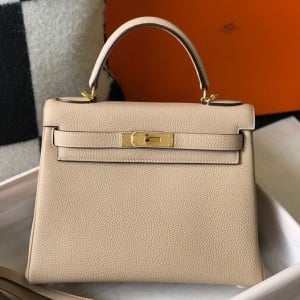 Hermes Kelly 28cm Retourne Bag in Trench Clemence Leather GHW