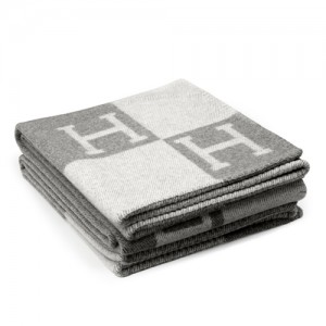 Hermes Avalon Throw Blanket in Grey Wool and Cashmere