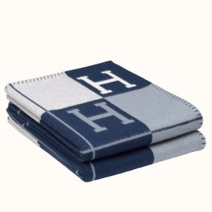 Hermes Avalon III Throw Blanket in Blue Wool and Cashmere