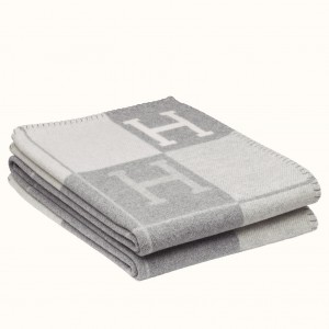Hermes Avalon III Throw Blanket in Grey Wool and Cashmere